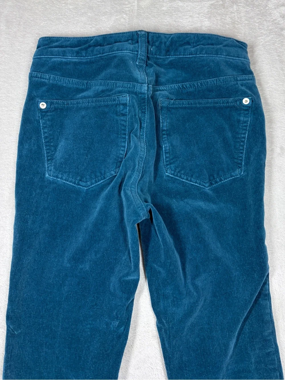 Anthropologie Pilcro Teal Blue High Rise Skinny Cropped Corduroy Retro Pants 26